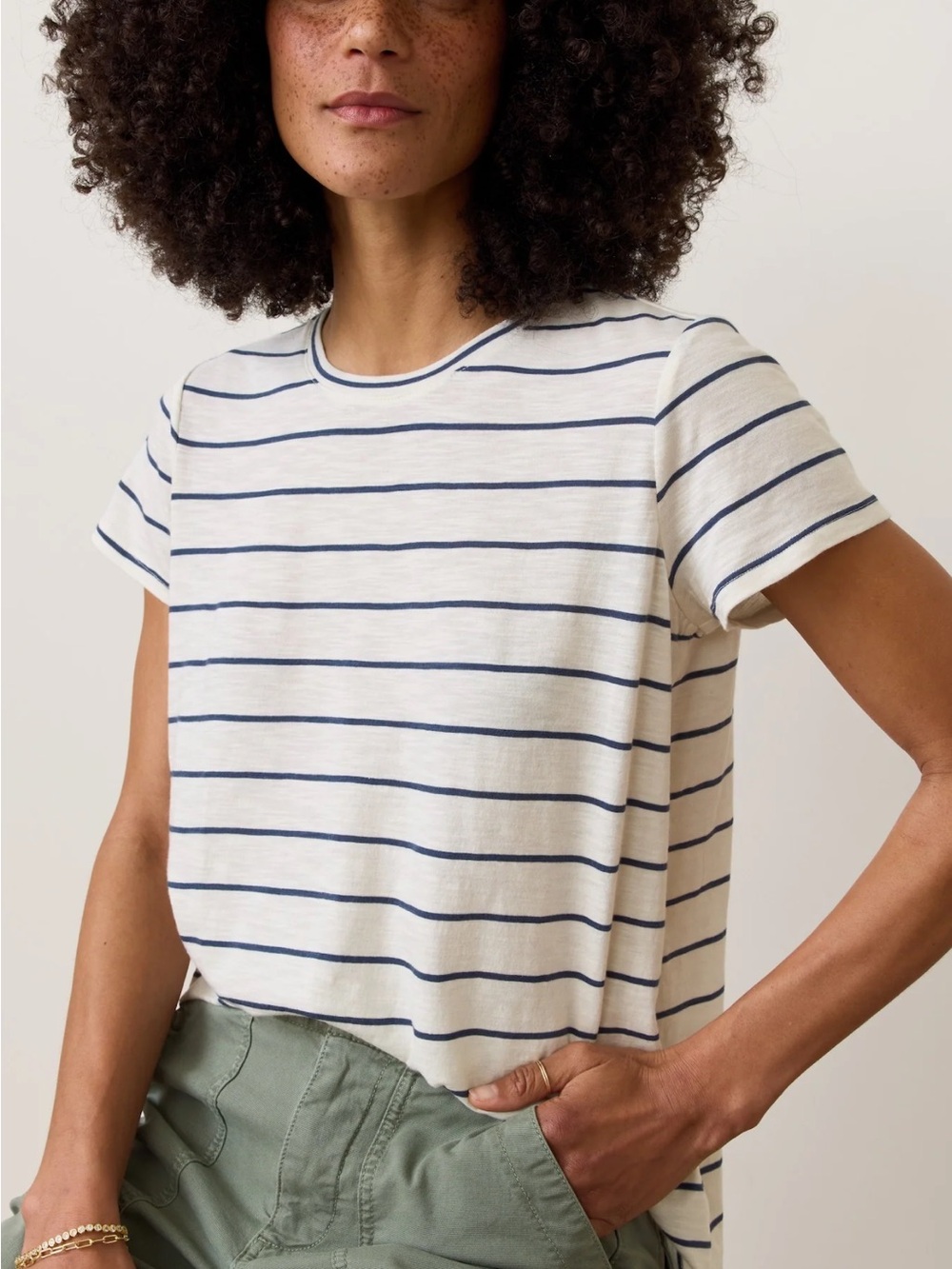 Marine Layer Swing Crew Striped Tee Size Large